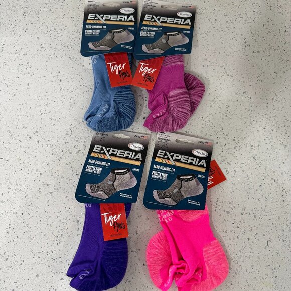 Bundle of 4 THORLOS EXPERIA TIGER PAWS SMALL Unisex Micro Mini Athletic Socks - Picture 1 of 8